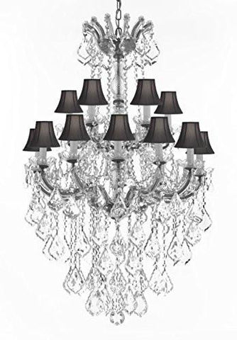 Swarovski Crystal Trimmed Chandelier Maria Theresa Crystal Chandelier Chandeliers Lighting With Black Shades H 50" X W 30" - Great For Dining Room Entryway Or Living Room - A500-B13/Cs/Blackshades/152/18Sw