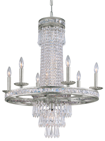 10 Light Olde Silver Crystal Chandelier Draped In Clear Hand Cut Crystal - C193-5266-OS-CL-MWP