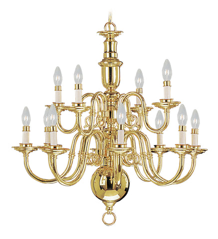 Livex Beacon Hill 12 Light Polished Brass Chandelier - C185-5312-02