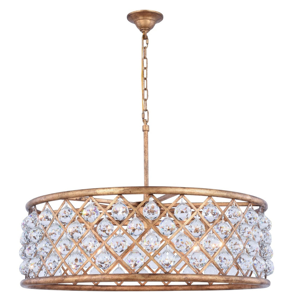 ZC121-1214D32GI/RC - Urban Classic: Madison 8 light Golden Iron Chandelier Clear Royal Cut Crystal