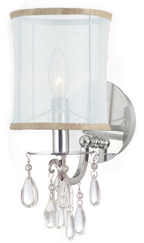 1 Light Polished Chrome Transitional Sconce Draped In Clear Smooth Teardrop Almond Crystal - C193-5621-CH