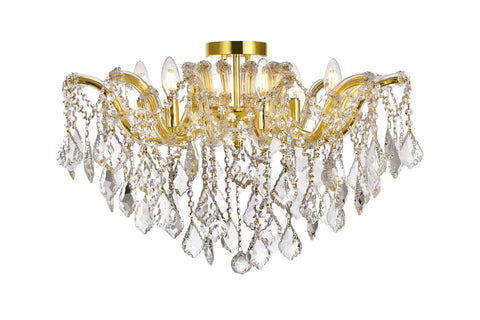 ZC121-2800F24G/RC - Regency Lighting: Maria Theresa 6 light Gold Flush Mount Clear Royal Cut Crystal