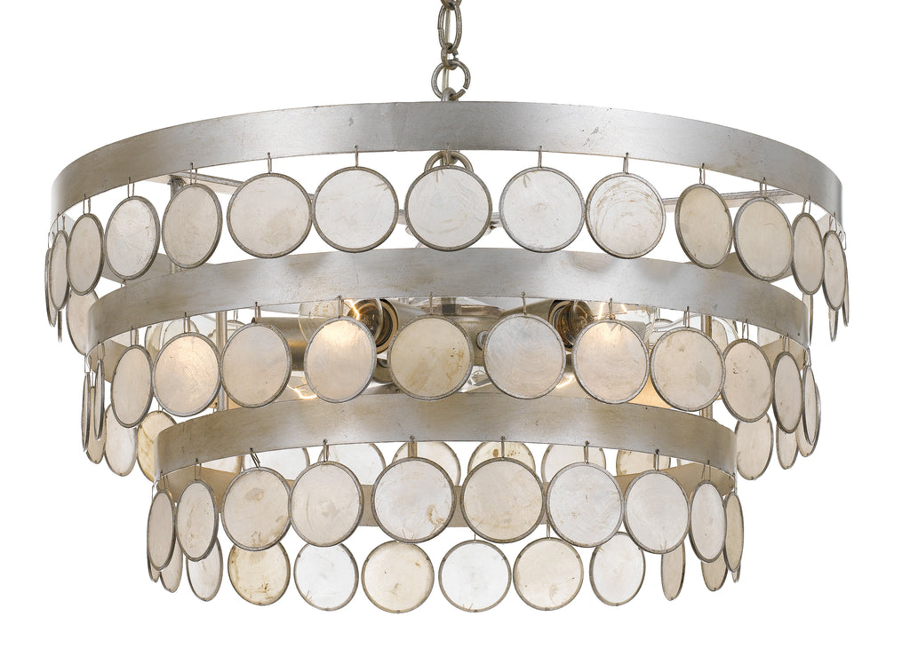 6 Light Antique Silver Coastal Chandelier - C193-6006-SA