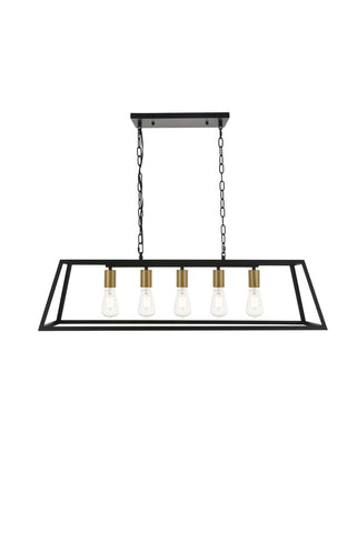 ZC121-LD4061D38BRB - Living District: Resolute 5 light brass and black Pendant