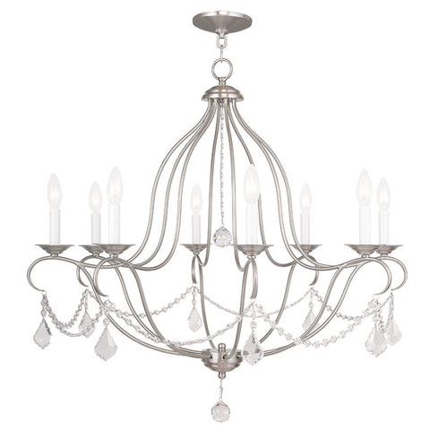 Livex Chesterfield 8 Light Brushed Nickel Chandelier - C185-6428-91