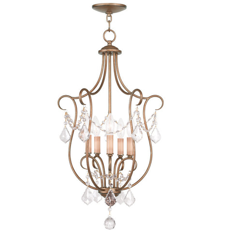 Livex Chesterfield 5 Light Antique Gold Leaf Foyer - C185-6436-48