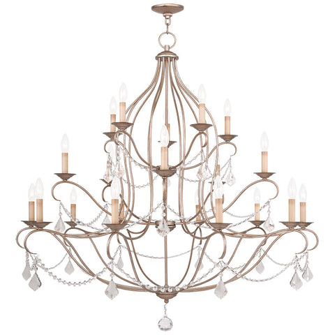 Livex Chesterfield 20 Light Antique Silver Leaf Chandelier - C185-6439-73