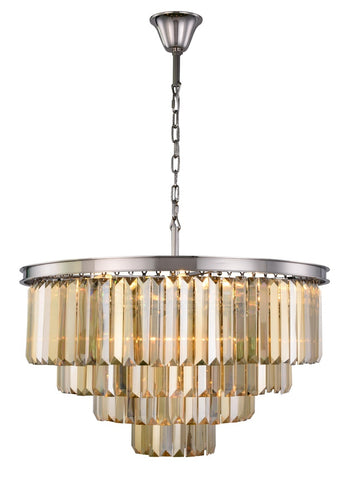 ZC121-1231D32PN-GT/RC - Urban Classic: Sydney 17 light Polished nickel Chandelier Golden Teak (Smoky) Royal Cut Crystal