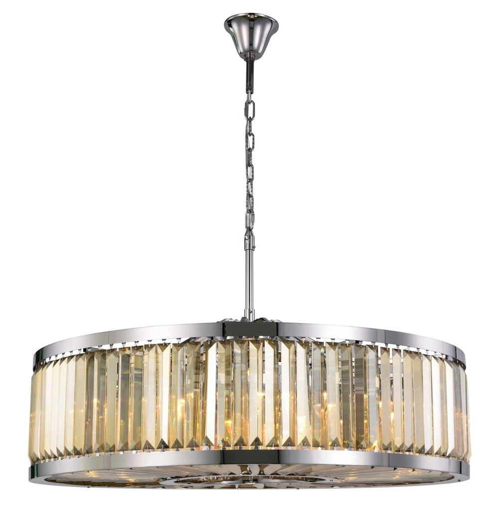 ZC121-1233G43PN-GT/RC - Urban Classic: Chelsea 10 light Polished nickel Chandelier Golden Teak (Smoky) Royal Cut Crystal