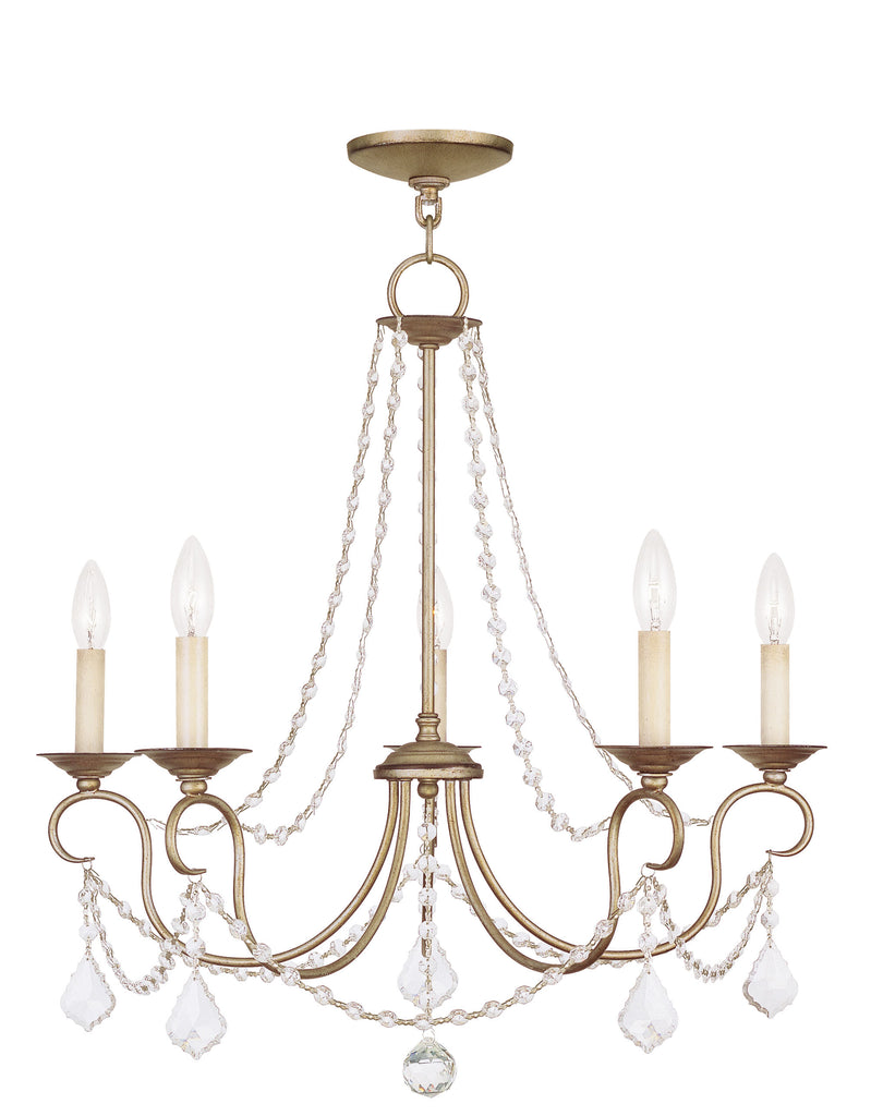 Livex Pennington 5 Light Antique Silver Leaf Chandelier - C185-6515-73