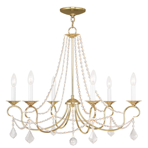 Livex Pennington 6 Light Polished Brass Chandelier - C185-6516-02