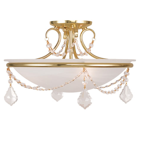 Livex Chesterfield/Pennington 3 Light Polished Brass Ceiling Mount - C185-6524-02