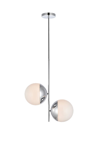 ZC121-LD6118C - Living District: Eclipse 2 Lights Chrome Pendant With Frosted White Glass