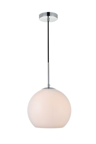 ZC121-LD2213C - Living District: Baxter 1 Light Chrome Pendant With Frosted White Glass