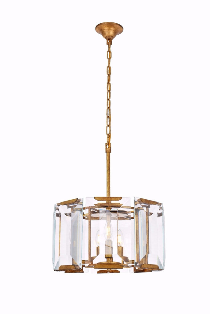 ZC121-1211D17GI - Urban Classic: Monaco 4 light Golden Iron Pendant Clear Glass Crystal