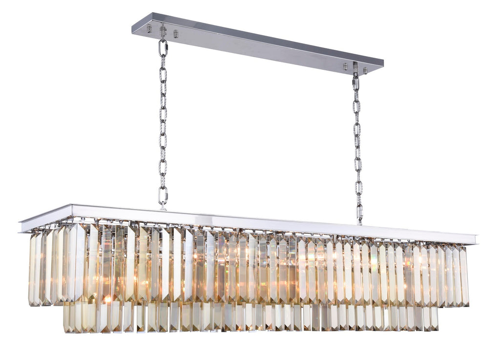 ZC121-1232D60PN-GT/RC - Urban Classic: Sydney 12 light Polished nickel Chandelier Golden Teak (Smoky) Royal Cut Crystal