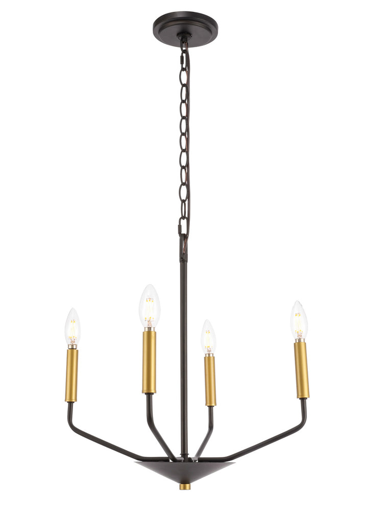 ZC121-LD8023D18BK - Living District: Enzo 4 light Black and Brass pendant