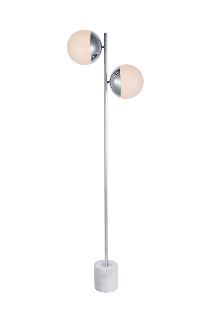 ZC121-LD6112C - Living District: Eclipse 2 Lights Chrome Floor Lamp With Frosted White Glass