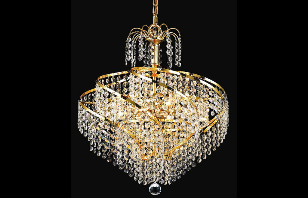 C121-8052D18G/EC - Regency Lighting: Spiral 8 light Gold Pendant Clear Elegant Cut Crystal