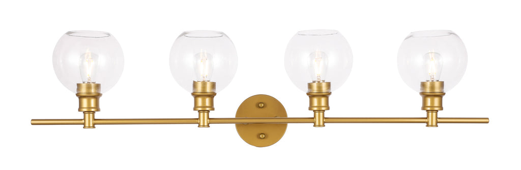 ZC121-LD2322BR - Living District: Collier 4 light Brass and Clear glass Wall sconce