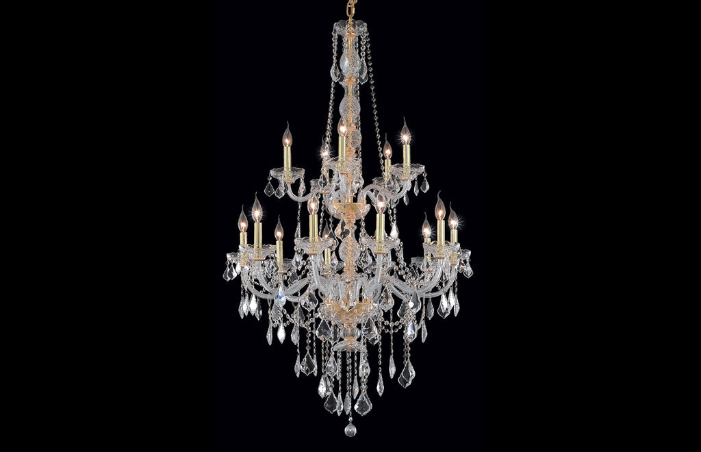 C121-7815G33G/RC - Regency Lighting: Verona 15 light Gold Chandelier Clear Royal Cut Crystal