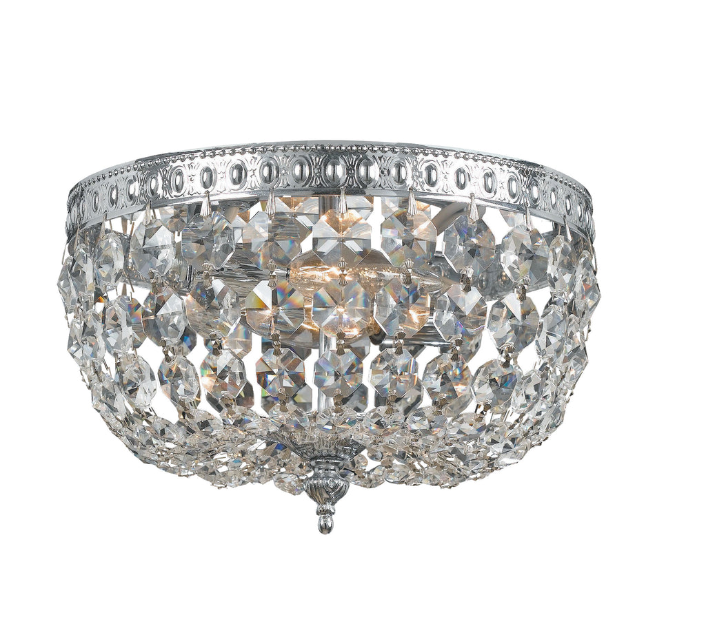 2 Light Polished Chrome Traditional Ceiling Mount Draped In Clear Spectra Crystal - C193-708-CH-CL-SAQ