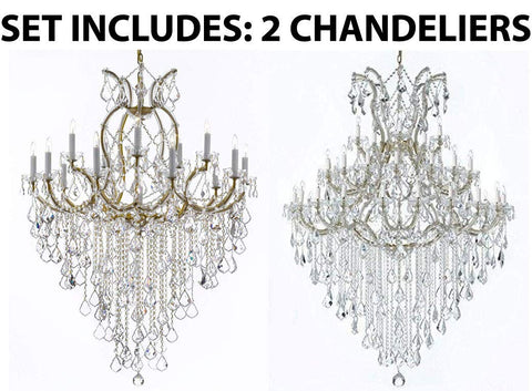 Set of 2-1 Maria Theresa Chandelier Empress Crystal (Tm) Lighting H 50" W 37" and 1 Large Foyer/Entryway Maria Theresa Empress Crystal (tm) Chandelier Lighting! H 72" W 52" - B12/21510/15+1 + GOLD/B13/2756/36+1