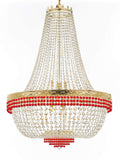 Nail Salon French Empire Crystal Chandelier Lighting Dressed with Ruby Red Crystal Balls - Great for The Dining Room H 50" W 36" 25 Lights - G93-B74/H50/CG/4199/25