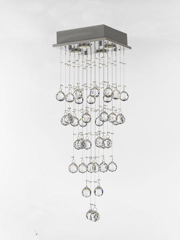 Modern Chandelier Rain Drop Lighting Crystal Ball Fixture Pendant Ceiling Lamp H31 X W10 4 Lights Modern - C9079/4