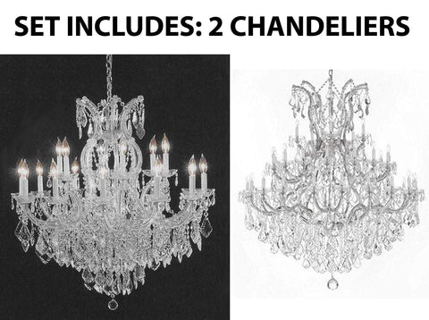 Set of 2-1 Chandelier Crystal Lighting Empress Crystal (TM) H38" W37" and 1 Large Foyer/Entryway Maria Theresa Empress Crystal (tm) Chandeliers Lighting! H 60" W 52" - CS/1/21510/15+1 + CS/B12/2756/36+1