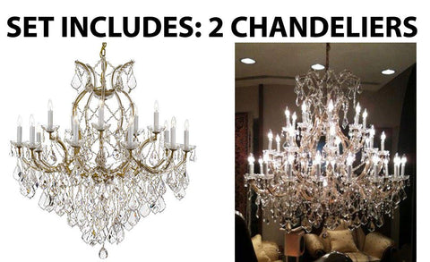 Set of 2-1 Maria Theresa Crystal Lighting Chandeliers Lights Fixture Ceiling Lamp H38" X W37" and 1 Large Foyer/Entryway Maria Theresa Empress Crystal (tm) Chandelier Chandeliers Lighting H 52 W 52 - 1EA 1/21510/15+1 + 1EA 918/36