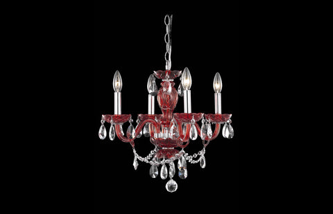 C121-7834D17RD/RC - Regency Lighting: Princeton 4 light Red Pendant Bordeaux (Red) Royal Cut Crystal