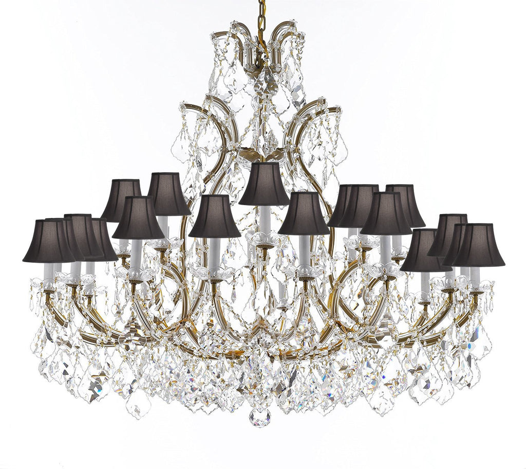 Crystal Chandelier Lighting Chandeliers H41" X W46" Great for the Foyer, Entry Way, Living Room, Family Room and More w/Black Shades - A83-B62/BLACKSHADES/52/2MT/24+1