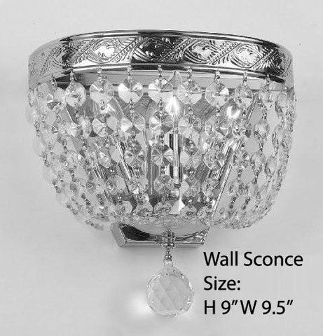 Empire Crystal Wall Sconce Lighting W 9.5" H 9" D 5" - Co-Wallscone/3/3 Ch W/C