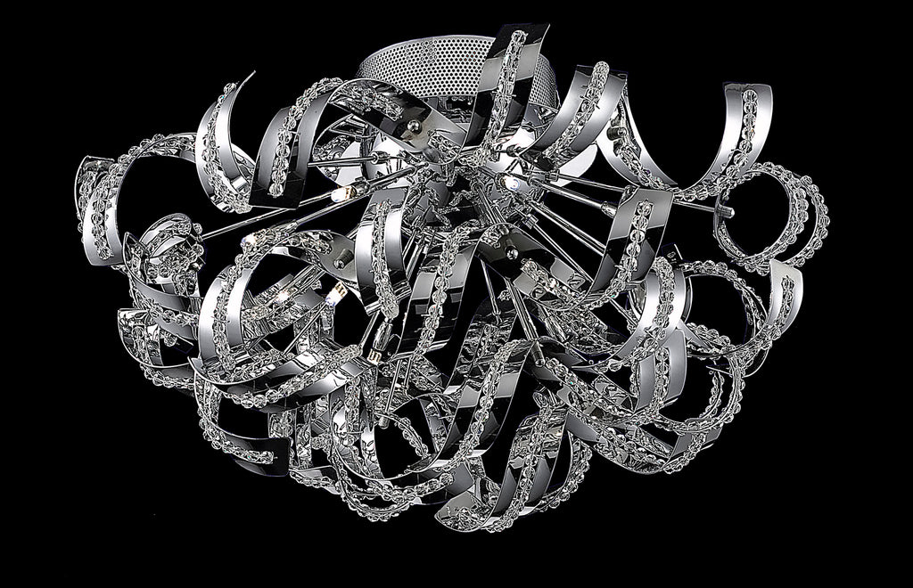 C121-2068F25C/EC - Regency Lighting: Tiffany 19 light Chrome Flush Mount Clear Elegant Cut Crystal