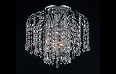 C121-6801F12C/RC - Regency Lighting: Falls 3 light Chrome Flush Mount Clear Royal Cut Crystal