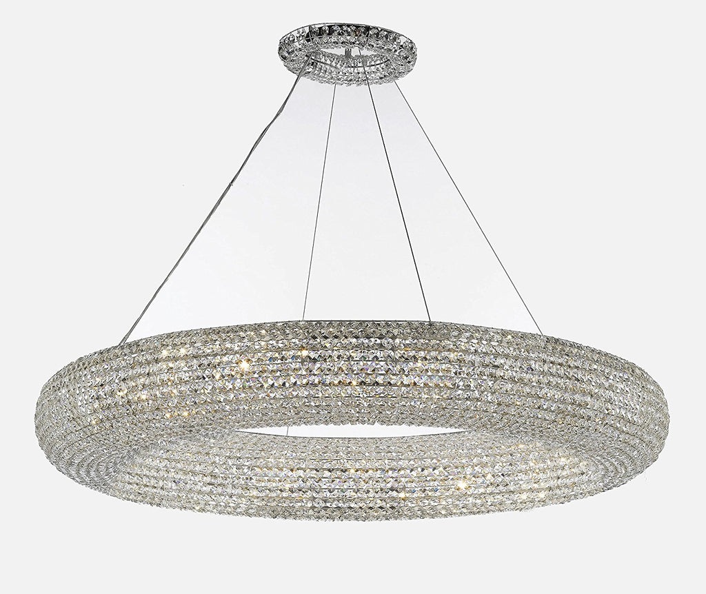 Crystal Halo Chandelier Modern / Contemporary Lighting Floating Orb Chandelier 52" Wide - Good for Dining Room, Foyer, Entryway, Family Room and More! - CJD-4156/20
