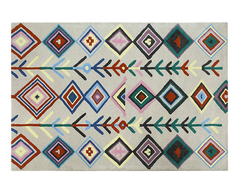 Handtufted Moroccan Triangle Wool Area Rug 5 X 7 - J10-IN-212-5X7