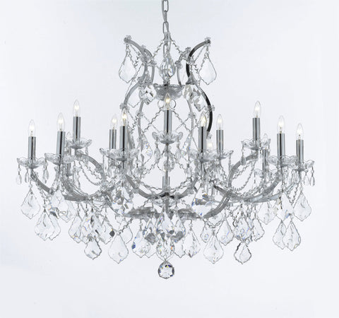 Swarovski Crystal Trimmed Chandelier Maria Theresa Chandelier Lighting Crystal Chandeliers H28 "X W37" Chrome Finish Great For The Dining Room Living Room Family Room Entryway / Foyer - J10-B62/Chrome/26050/15+1Sw