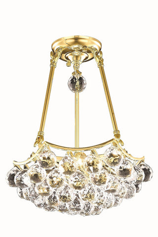 ZC121-V9802D14G/RC By Elegant Lighting Corona Collection 4 Lights Semi Flush Gold Finish