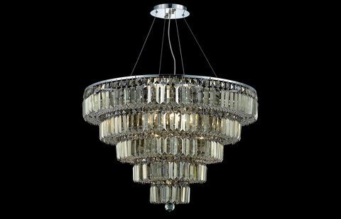 C121-2036D30C-GT/RC - Regency Lighting: Maxime 17 light Chrome Chandelier Golden Teak (Smoky) Royal Cut Crystal