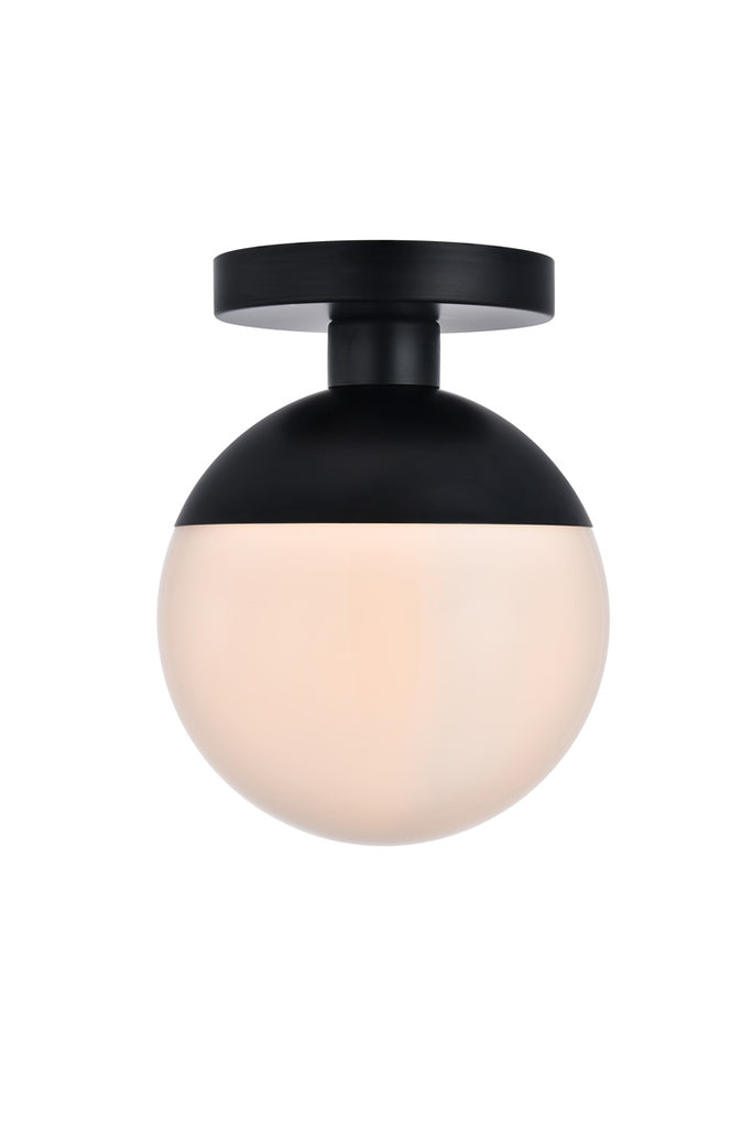 ZC121-LD6050BK - Living District: Eclipse 1 Light Black Flush Mount With Frosted White Glass