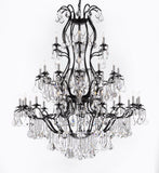 Swarovski Crystal Trimmed Chandelier Large Foyer / Entryway Wrought Iron Chandelier Lighting With Crystal H60" X W52" - A83-3031/36Sw
