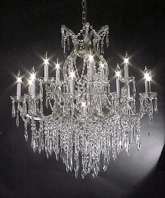 Maria Theresa Crystal Icicle Waterfall Chandelier Lighting- Great For The Dining Room Foyer Living Room H38" W37" - A83-Silver/U1510/15+1