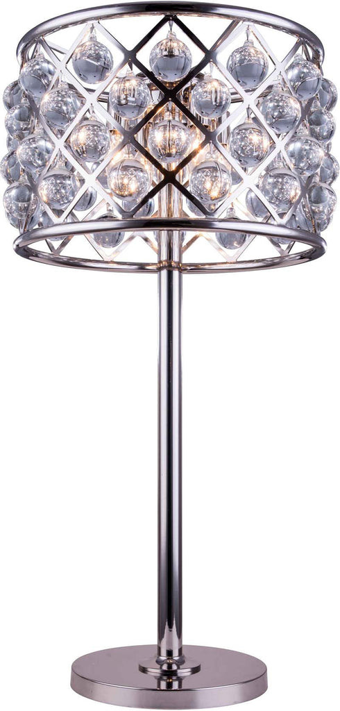 C121-1204TL15PN/RC By Elegant Lighting - Madison Collection Polished nickel Finish 3 Lights Table Lamp