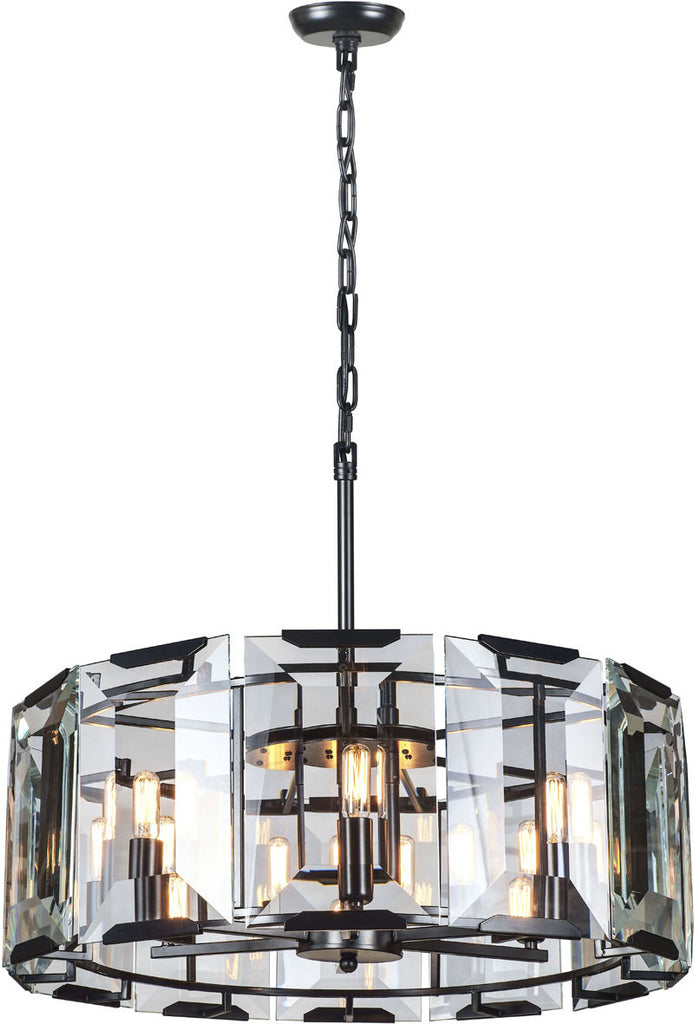 C121-1211D26FB By Elegant Lighting - Monaco Collection Flat Black (Matte) Finish 6 Lights Pendant Lamp