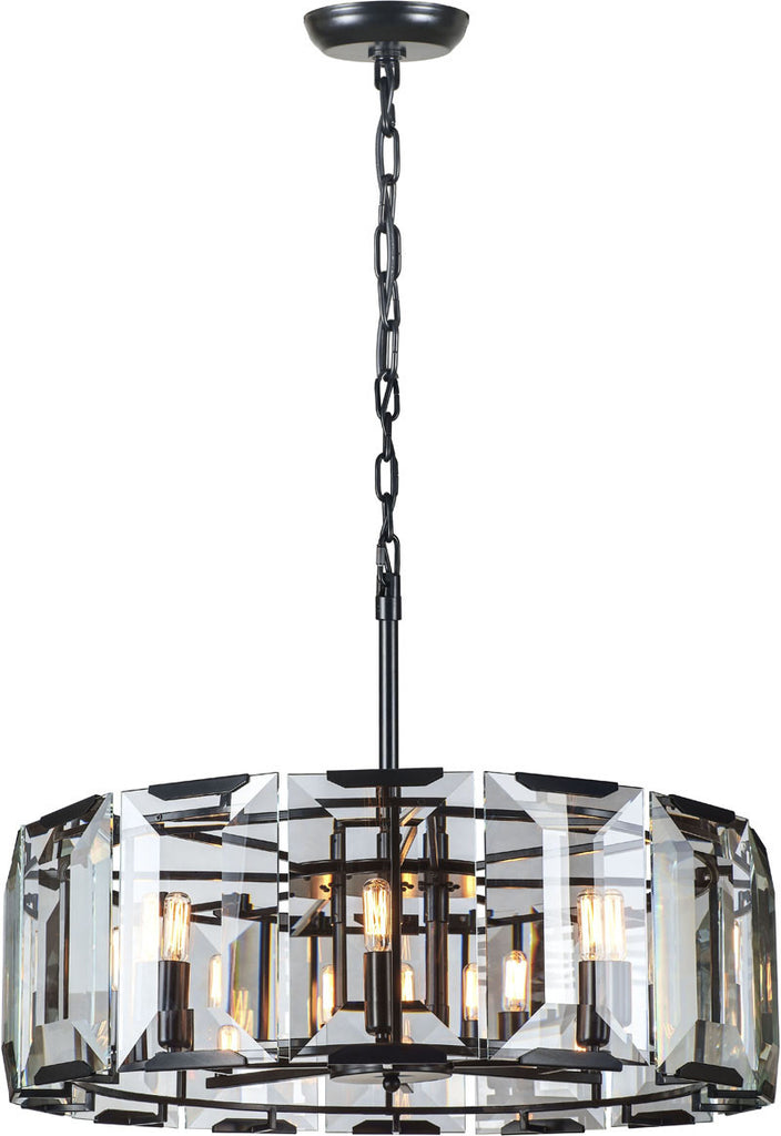 C121-1211D30FB By Elegant Lighting - Monaco Collection Flat Black (Matte) Finish 8 Lights Pendant Lamp