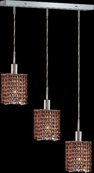 C121-1283D-O-S-TO/RC By Elegant Lighting Mini Collection 3 Lights Pendant Chrome Finish