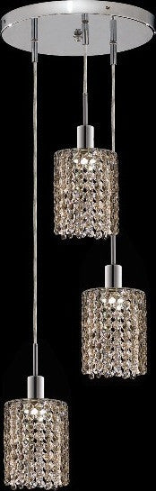 C121-1283D-R-R-GT/RC By Elegant Lighting Mini Collection 3 Lights Pendant Chrome Finish