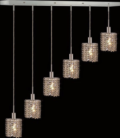 C121-1286D-O-E-GT/RC By Elegant Lighting Mini Collection 6 Lights Pendant Chrome Finish